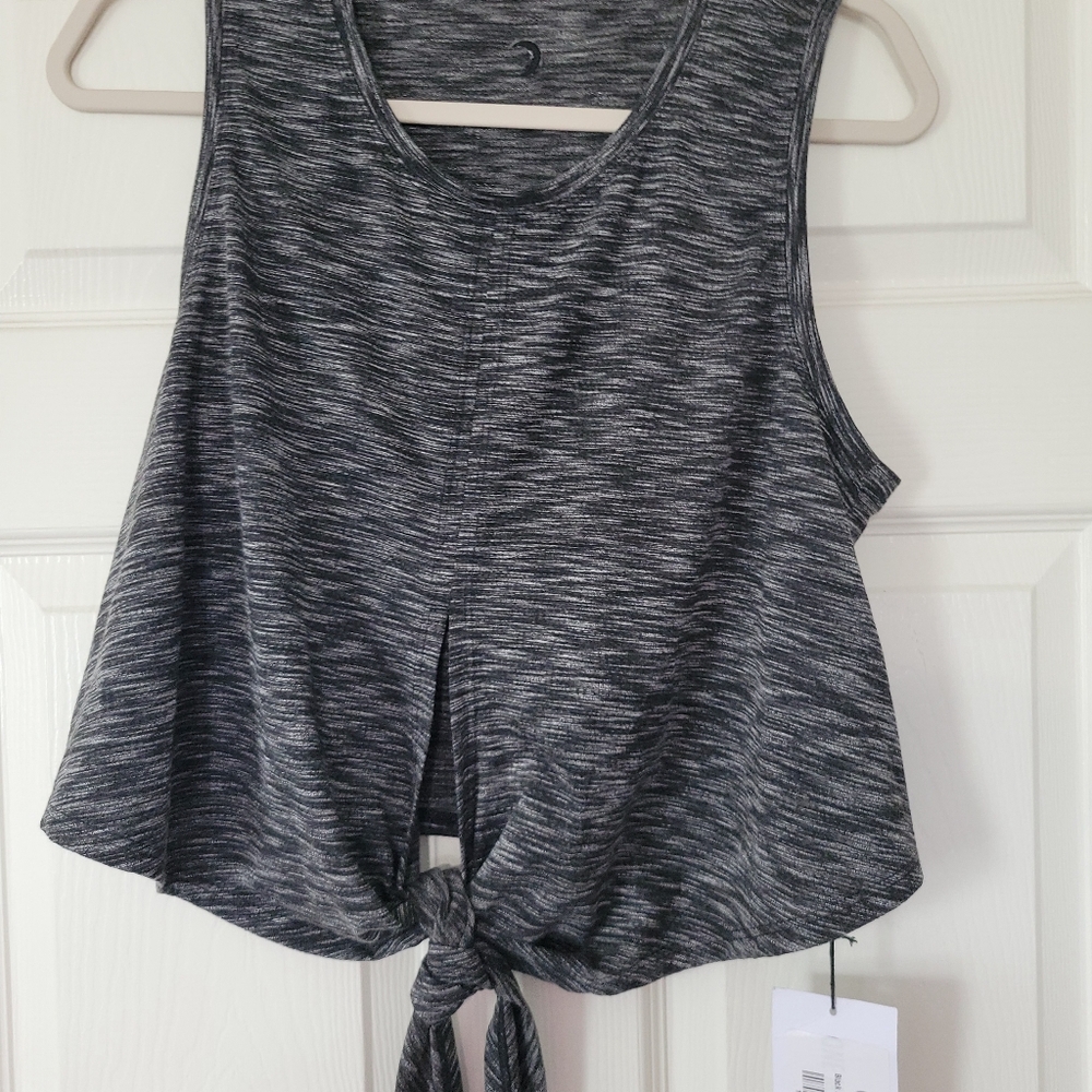 Zyia Active Womens Heathered Black/Gray Infinity Tank Front Tie New With Tags - Picture 2 of 5